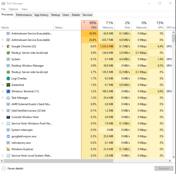 2020 11 21 21 42 59 Window 600x593 - Fix: yarn / npm install cause high CPU usage on Antimalware Service Executable