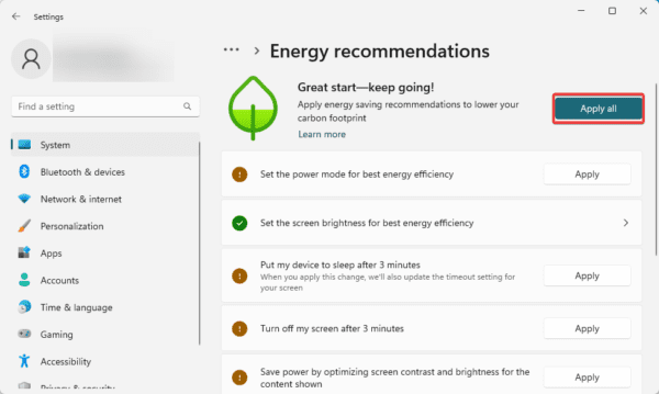 Apply all 600x359 - Best Settings to Improve Windows 11 Battery Life