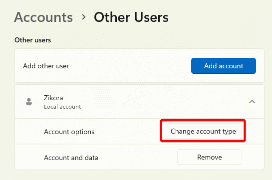 Change account type - How to Remove and Delete an Account From Windows 11