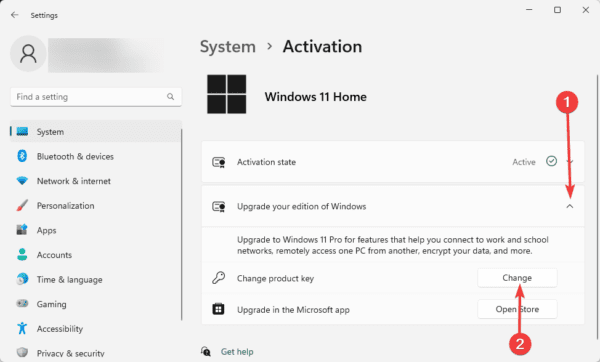 Chnage activation 600x362 - How to Fix Windows 11 Activation Error 0xc004f213