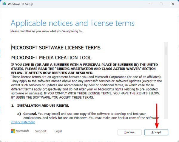 Click Accept 600x474 - Windows 11 Installation Stuck on Let’s Connect You to a Network: FIXED