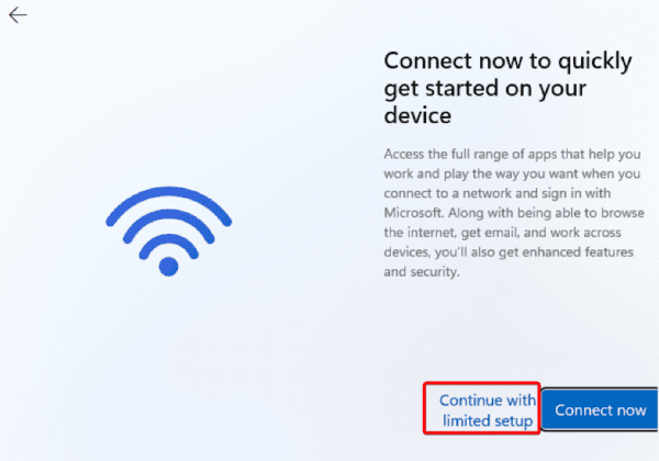 Continue with limited setup 600x420 - Windows 11 Installation Stuck on Let’s Connect You to a Network: FIXED