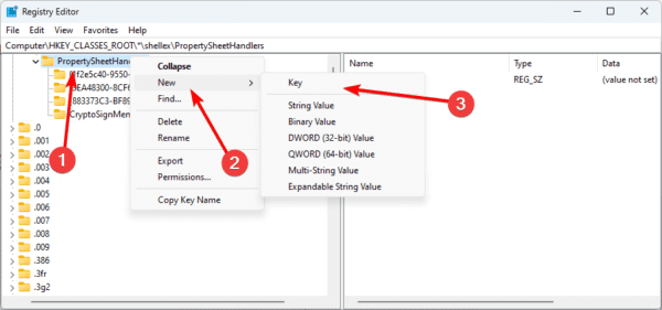 Create new key 600x281 - How to Fix Missing Details Tab in the Properties Windows of Windows 11 Files