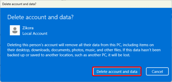 Delete account and data 600x286 - How to Remove and Delete an Account From Windows 11