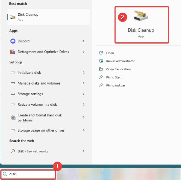 disk cleanup 600x596 - How to Perform Disk Cleanup in Windows 11
