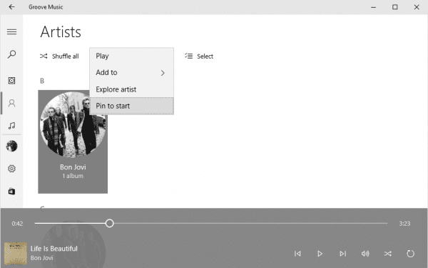 Groove Music Pin Artist to Start 600x375 - Windows 10 Tip: How To Pin Your Favorite Music to Start