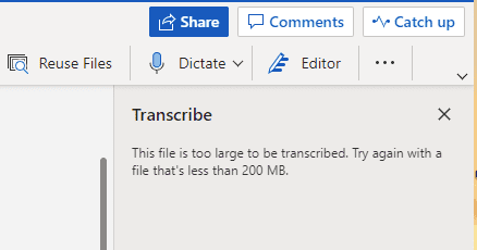 image 21 - What To Do When The File is Too Large To Be Transcribed?