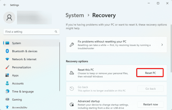 Initiating PC reset 600x385 - Top Ways to Fix Your PIN Is No Longer Available on Windows 11