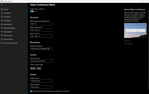 pt video conference mute settings 600x379 - Add Global Mute To Windows 10 For Any Video Conference