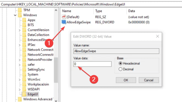 registry path 600x337 - Top Ways to Disable Left Swipe on Windows 11