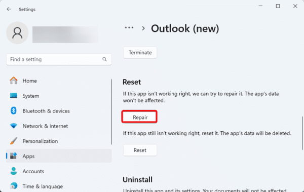 Repair Outlook 600x379 - Fixed: Outlook App Not Opening on Windows 11