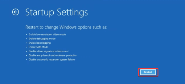 Restart option 600x275 - Top Fixes for System Thread Exception Not Handled BSOD on Windows 11