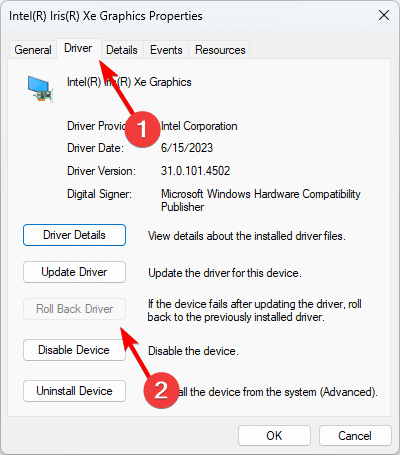 Roll back driver - Top Fixes When an External Display Is Not Working on Windows 11