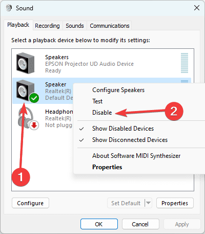 speaker disable - Best Windows 11 Settings for PC Gaming