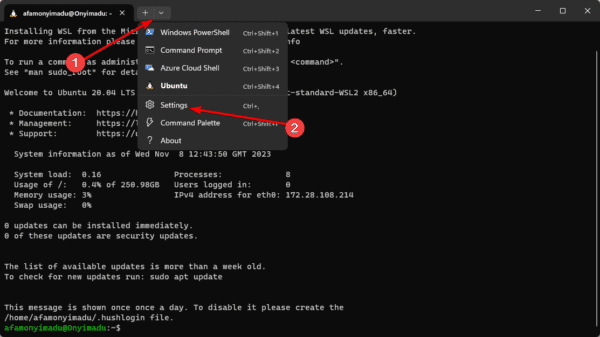 Terminal settings 600x337 - Best Ways to Change Terminal to Command Prompt in Windows 11