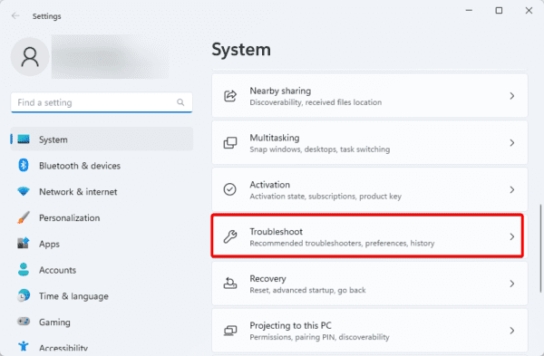 Troubleshoot in Windows 11 settings 600x393 - Best Fixes for Install Error - 0x80070643 on Windows 11