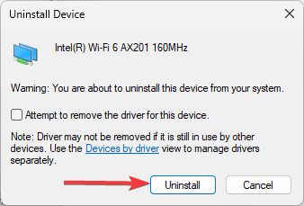 uninstall 1 - WiFi Connection not Working on Windows 11